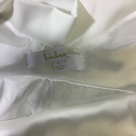 LULU'S SZ L Eternal Promise Ivory Satin Cowl Back Sleeveless Maxi Dress NEW B41 - Picture 7 of 9